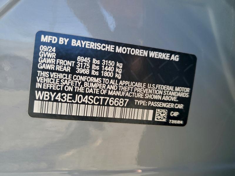 BMW I7 EDRIVE5 2025 VIN WBY43EJ04SCT76687