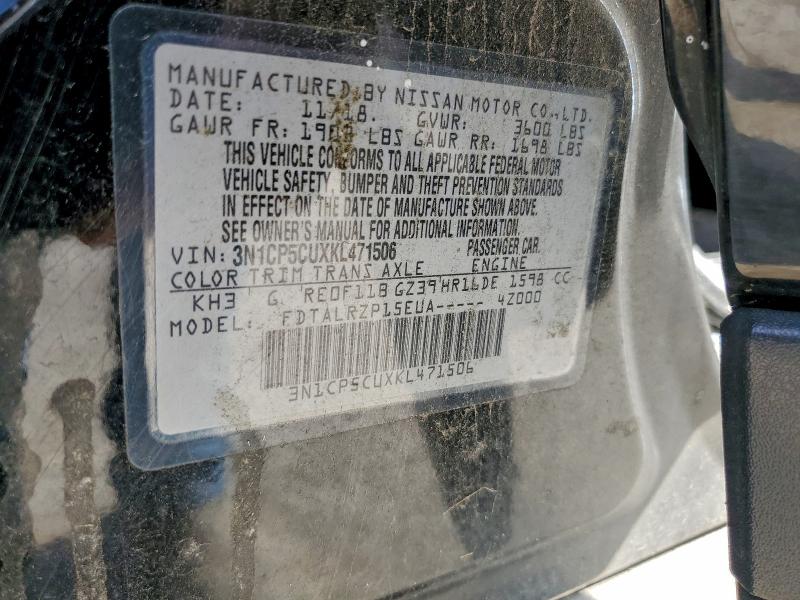 NISSAN KICKS 2019 VIN 3N1CP5CUXKL471506