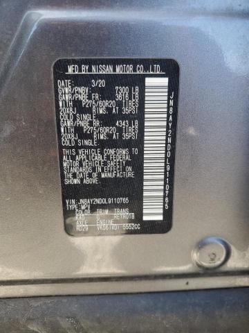 NISSAN ARMADA 2020 VIN JN8AY2ND0L9110765