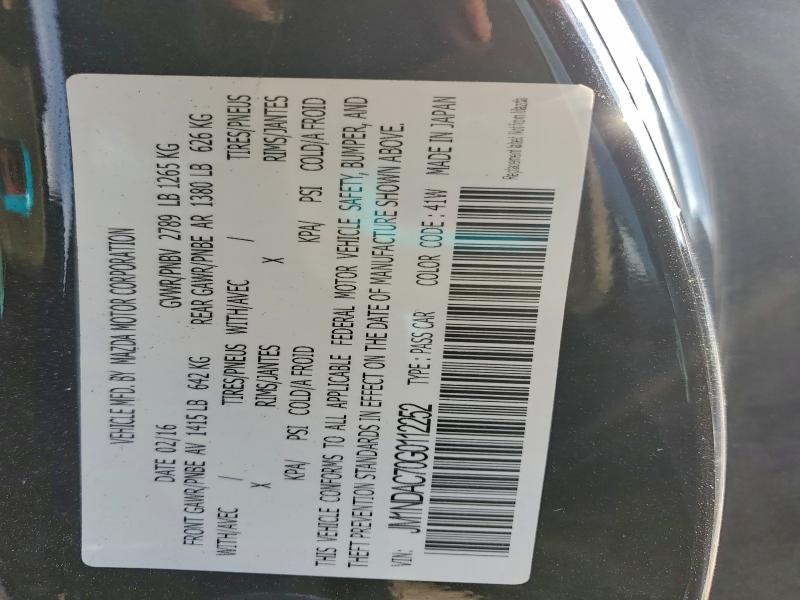 MAZDA MX5 2016 VIN JM1NDAC70G0112252