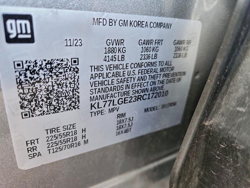 CHEVROLET TRAX 1RS 2024 VIN KL77LGE23RC172010