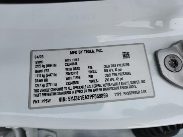 TESLA MODEL 3 2023 VIN 5YJ3E1EA2PF569899