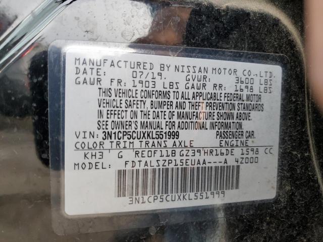 NISSAN KICKS 2019 VIN 3N1CP5CUXKL551999