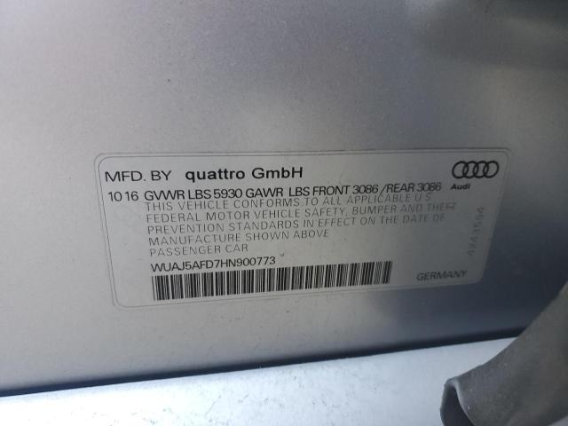 AUDI S8 2017 VIN WUAJ5AFD7HN900773