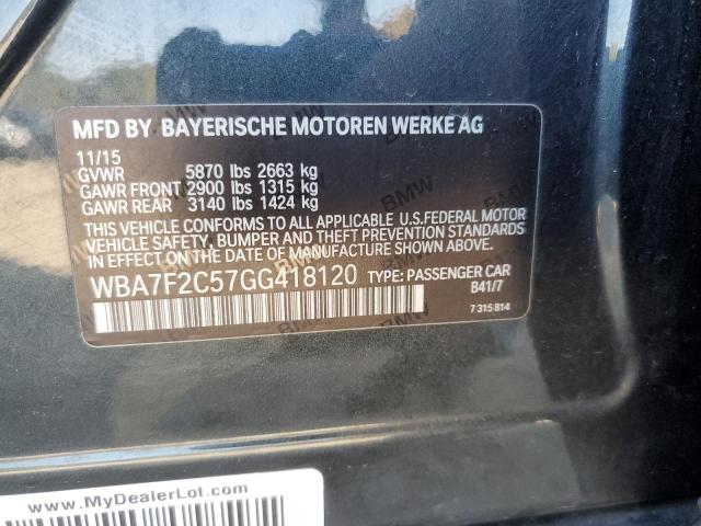 BMW 7 SERIES 2016 VIN WBA7F2C57GG418120