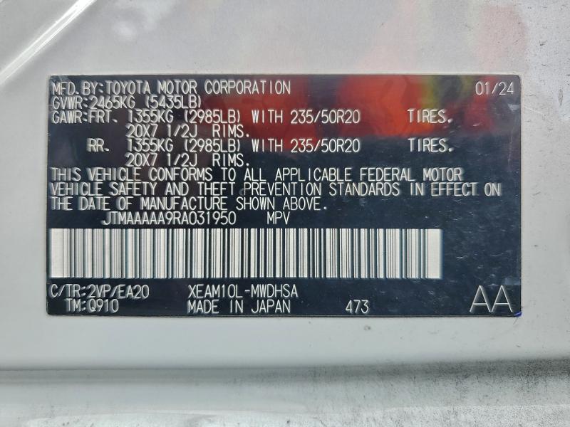 TOYOTA BZ4X XLE 2024 VIN JTMAAAAA9RA031950