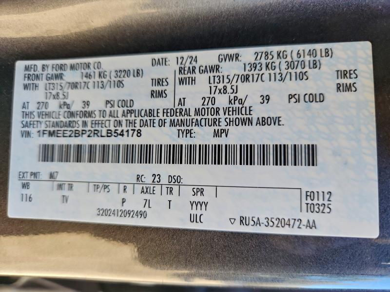 FORD BRONCO WIL 2024 VIN 1FMEE2BP2RLB54178