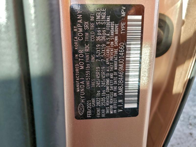 HYUNDAI NEXO 2021 VIN KM8J84A69MU014660