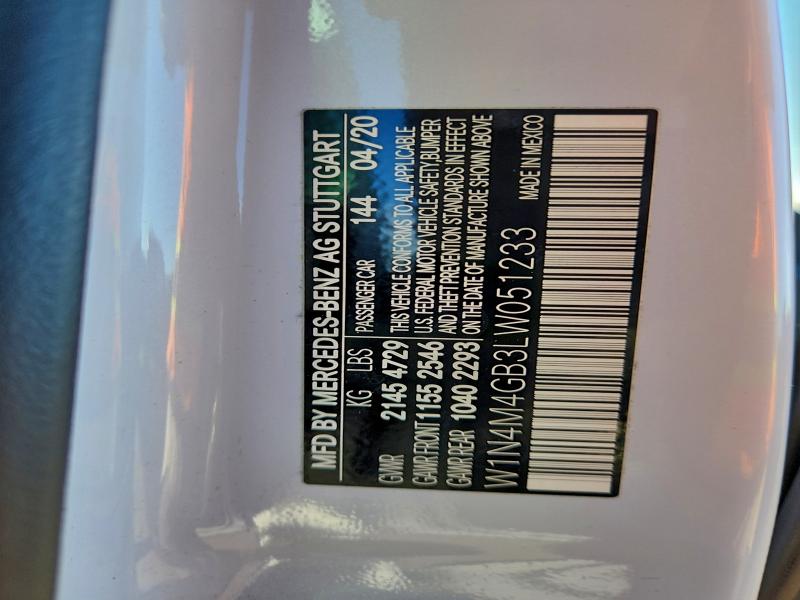 MERCEDES-BENZ GLB-CLASS 2020 VIN W1N4M4GB3LW051233