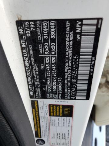 MERCEDES-BENZ M-CLASS 2015 VIN 4JGDA5JB8FA575005