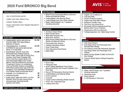 FORD BRONCO BIG 2025 VIN 1FMDE7BH2SLA64701