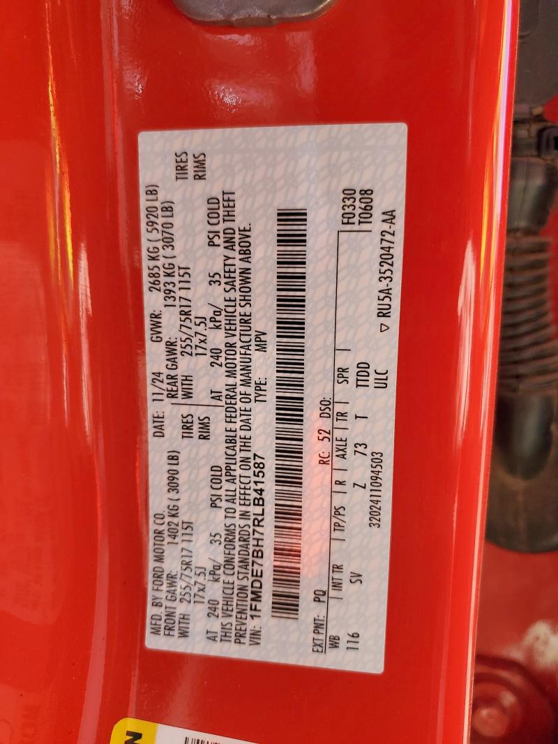 FORD BRONCO BIG 2024 VIN 1FMDE7BH7RLB41587