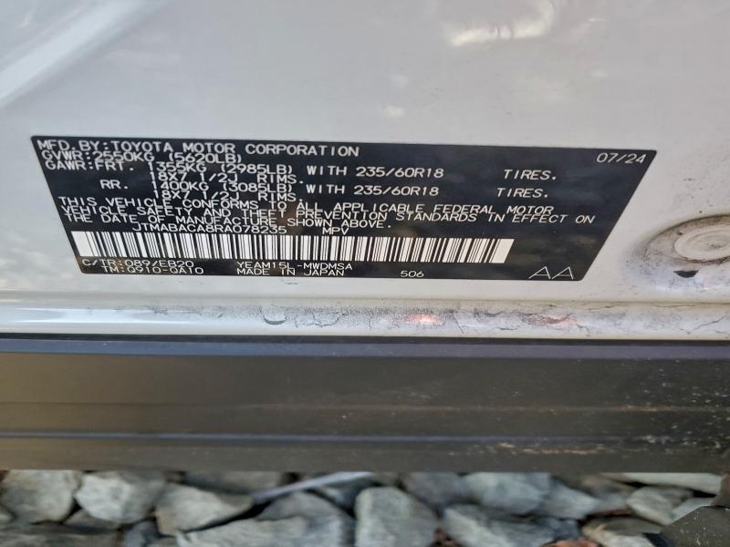 TOYOTA BZ4X XLE 2024 VIN JTMABACA8RA078235