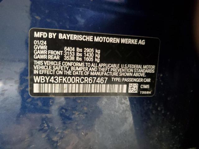 BMW I5 M60 2024 VIN WBY43FK00RCR67467