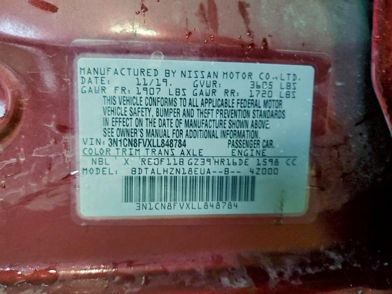 NISSAN VERSA 2020 VIN 3N1CN8FVXLL848784