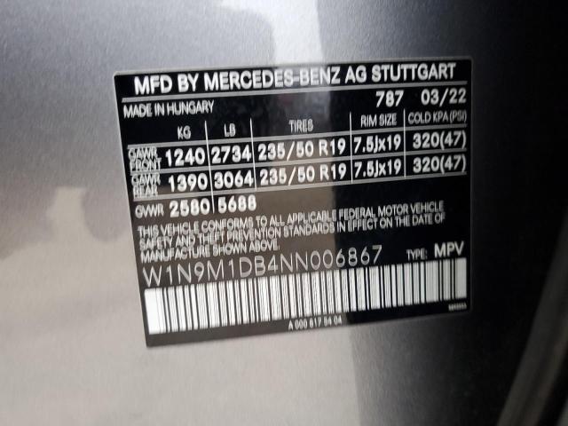 MERCEDES-BENZ EQB 350 4M 2022 VIN W1N9M1DB4NN006867