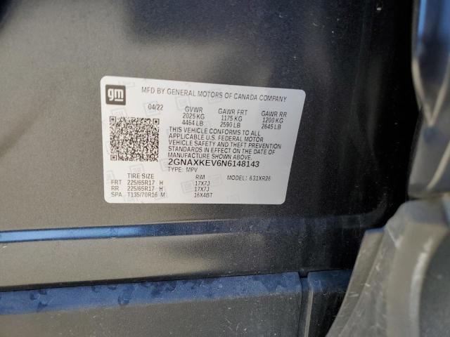 CHEVROLET EQUINOX 2022 VIN 2GNAXKEV6N6148143