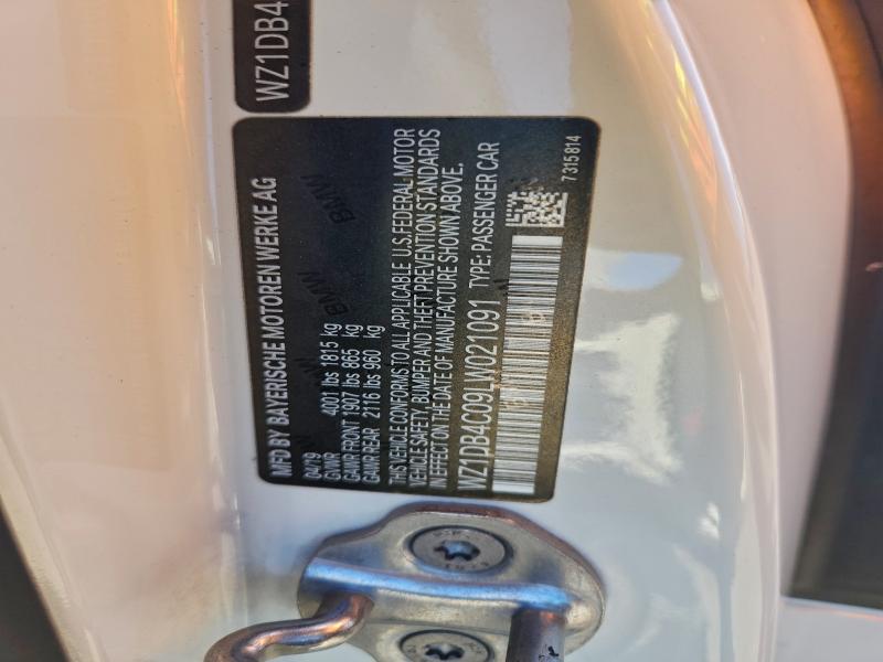 TOYOTA SUPRA 2020 VIN WZ1DB4C09LW021091