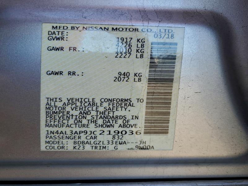 NISSAN ALTIMA 2018 VIN 1N4AL3AP9JC219036