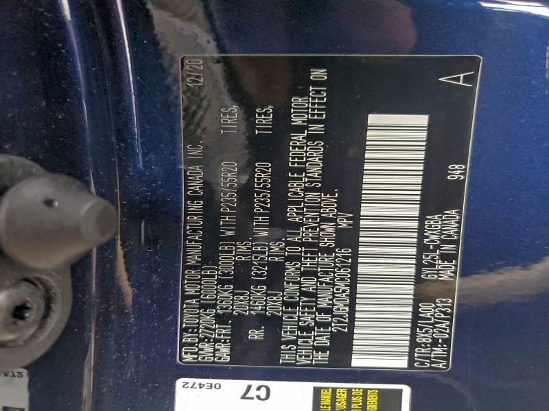 LEXUS RX450 2021 VIN 2T2JGMDA5MC061216