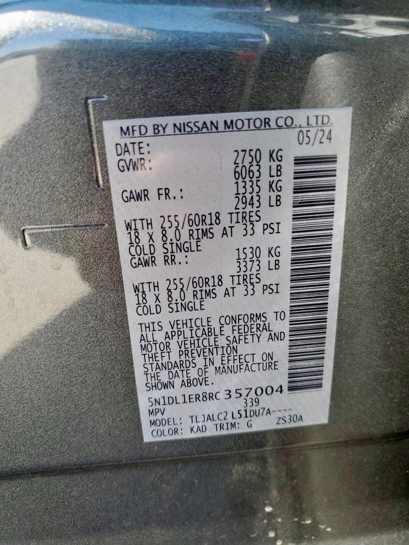 INFINITI QX60 PURE 2024 VIN 5N1DL1ER8RC357004