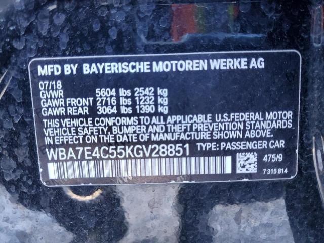 BMW 7 SERIES 2019 VIN WBA7E4C55KGV28851