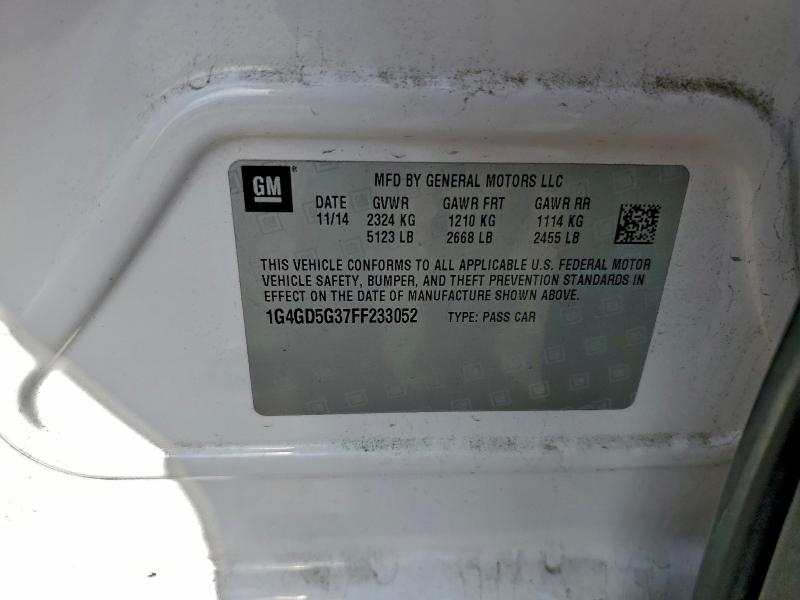 BUICK LACROSSE 2015 VIN 1G4GD5G37FF233052