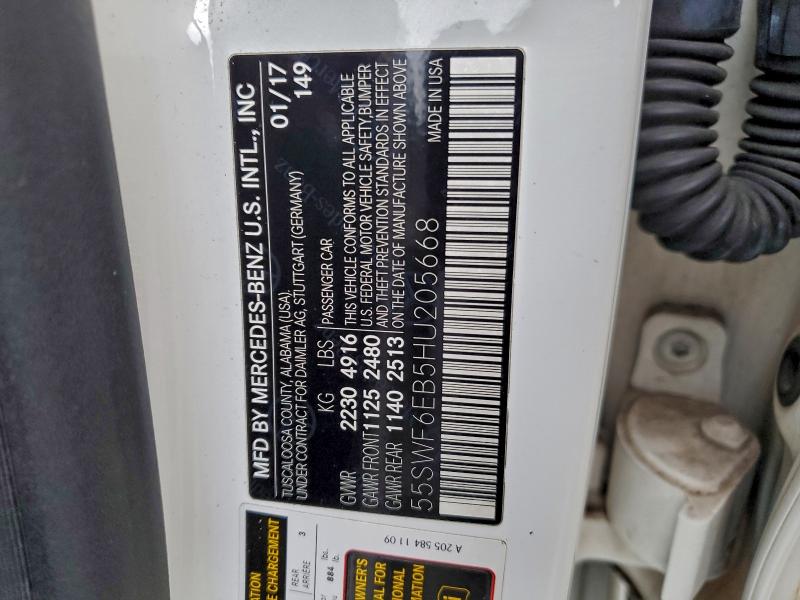 MERCEDES-BENZ C-CLASS 2017 VIN 55SWF6EB5HU205668