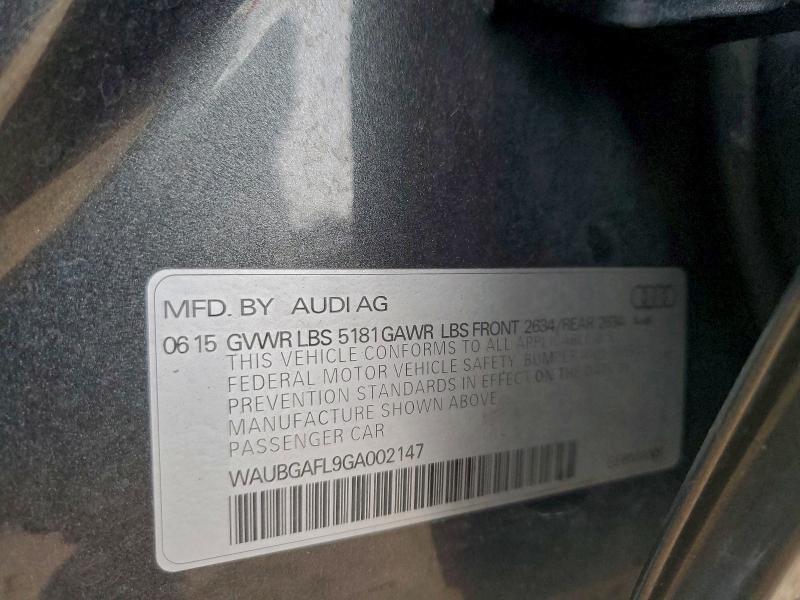 AUDI S4/RS4 2016 VIN WAUBGAFL9GA002147