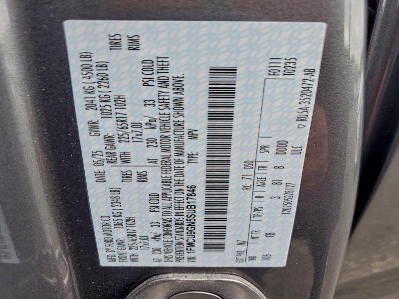 FORD ESCAPE ACT 2025 VIN 1FMCU9GN5SUB17846