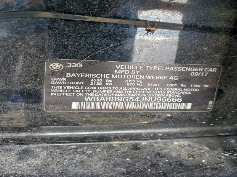 BMW 3 SERIES 2018 VIN WBA8B9G54JNU96666