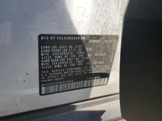 VOLKSWAGEN ID.4 PRO S 2022 VIN WVGUNPE29NP070449