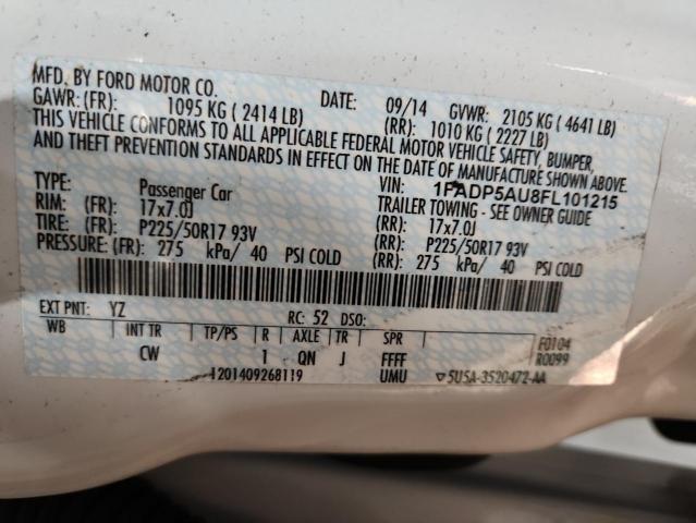 FORD CMAX 2015 VIN 1FADP5AU8FL101215