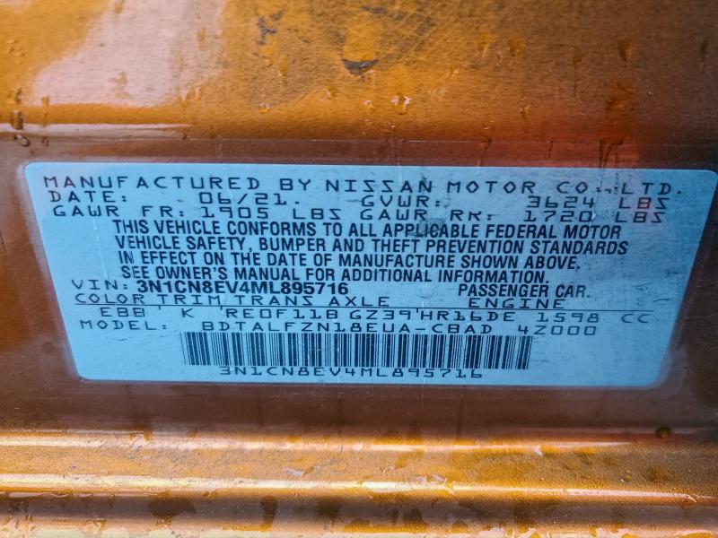 NISSAN VERSA 2021 VIN 3N1CN8EV4ML895716