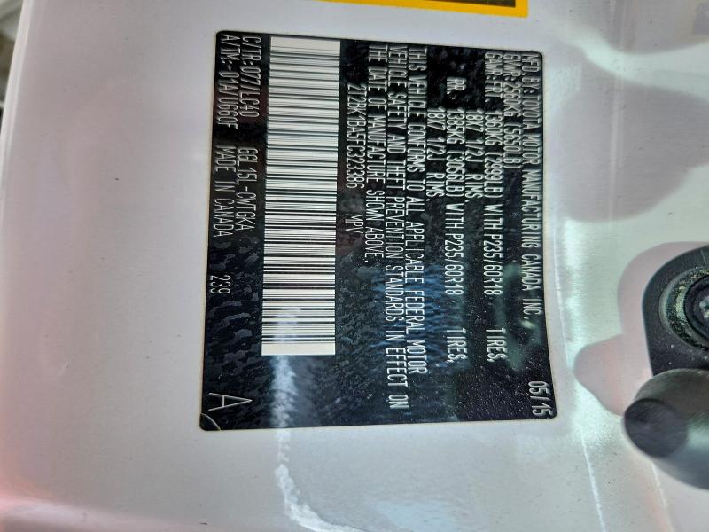 LEXUS RX350 2015 VIN 2T2BK1BA5FC323386