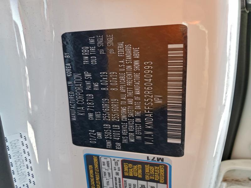 KIA EV9 WIND 2024 VIN KNDAFFS52R6040993