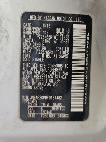 NISSAN QUEST 2015 VIN JN8AE2KP0F9131482