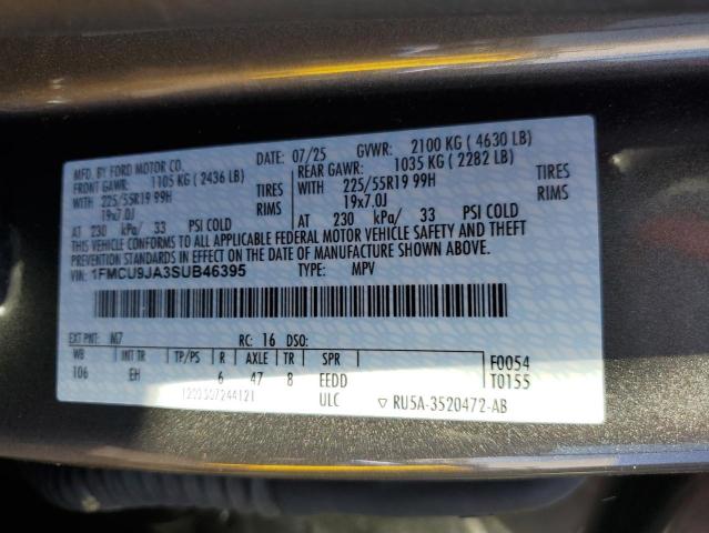 FORD ESCAPE PLA 2025 VIN 1FMCU9JA3SUB46395