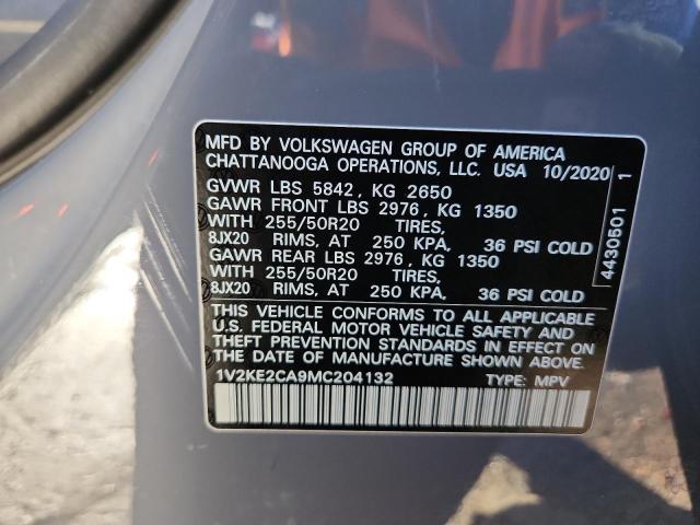 VOLKSWAGEN ATLAS 2021 VIN 1V2KE2CA9MC204132