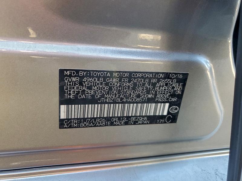 LEXUS GS350 2017 VIN JTHBZ1BL4HA008571