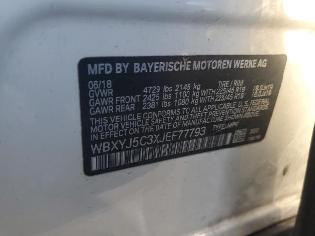 BMW X2 2018 VIN WBXYJ5C3XJEF77793