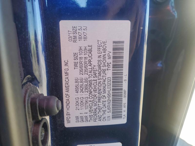 HONDA CRV 2017 VIN 5J6RW2H95HL032323