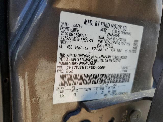 FORD F250 2015 VIN 1FT7W2BT1FED40009