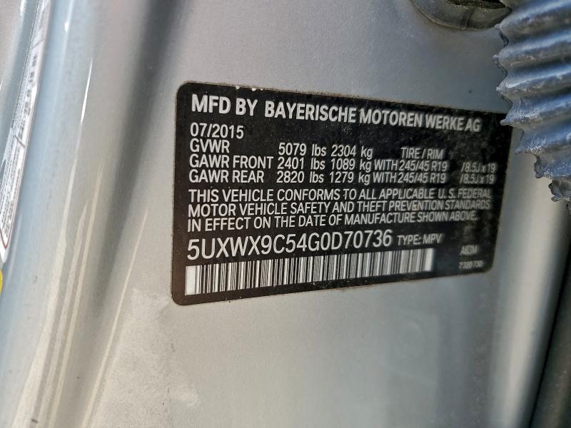 BMW X3 2016 VIN 5UXWX9C54G0D70736