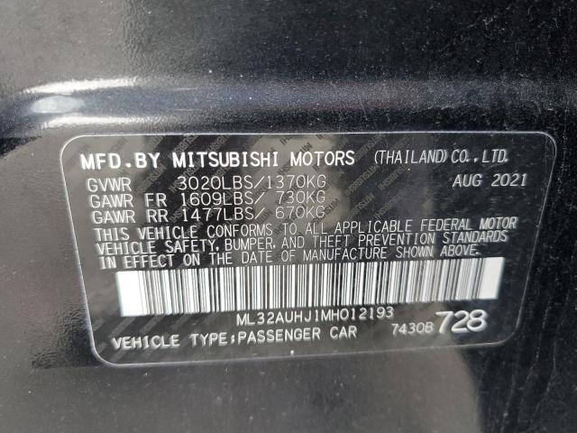 MITSUBISHI MIRAGE 2021 VIN ML32AUHJ1MH012193