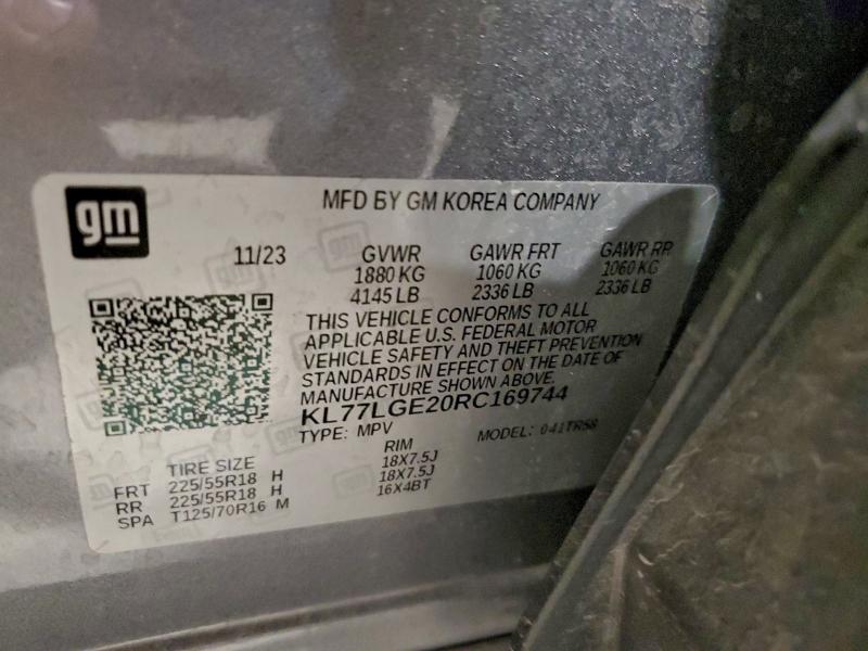 CHEVROLET TRAX 1RS 2024 VIN KL77LGE20RC169744