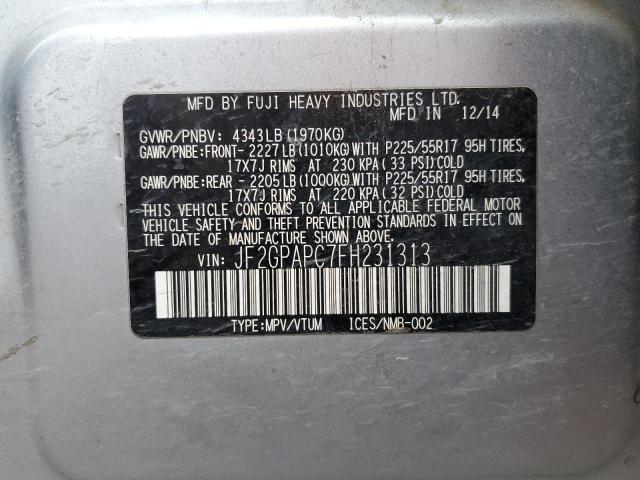 SUBARU XV 2015 VIN JF2GPAPC7FH231313