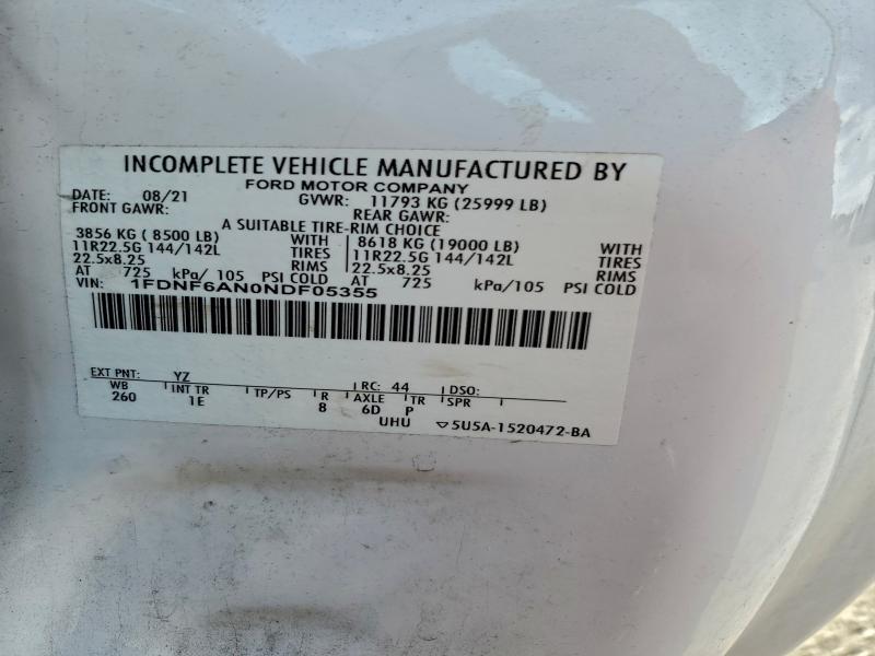 FORD F650 2022 VIN 1FDNF6AN0NDF05355