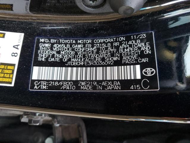 TOYOTA COROLLA 2024 VIN JTDBCMFE3R3036092