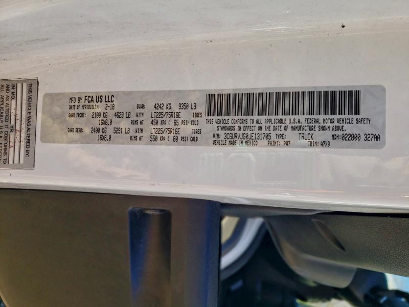 RAM All Models 2018 VIN 3C6URVJG0JE131705